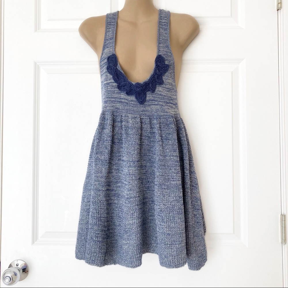 Free People M Baby Doll Minidress Cotton Knit